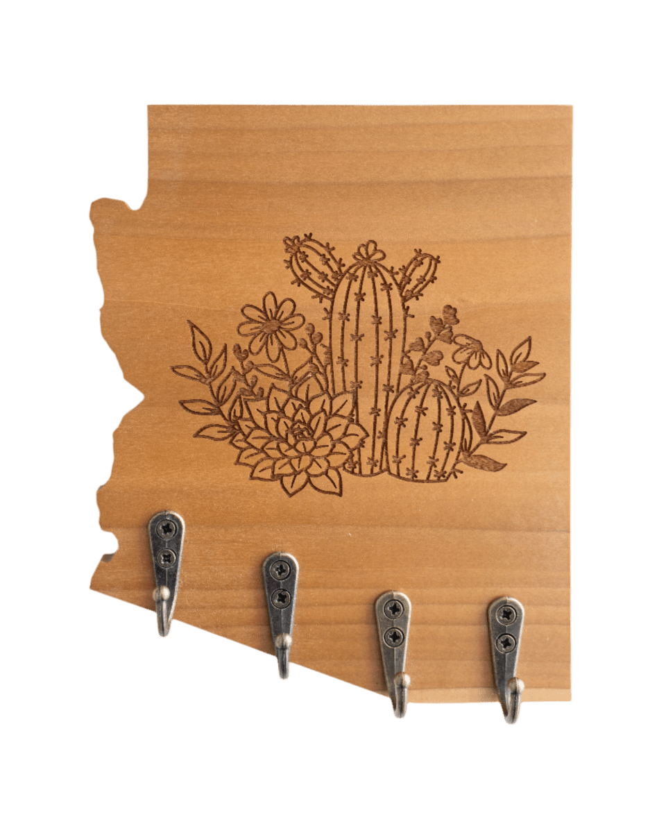 Cactus And Flowers Arizona Wall Hanger - GreyForge Customs