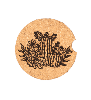 Cactus & Flowers Car Coaster - GreyForge Customs