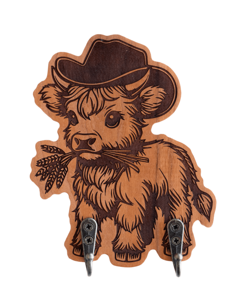 Cowboy Highland Cow Wall Hanger - GreyForge Customs
