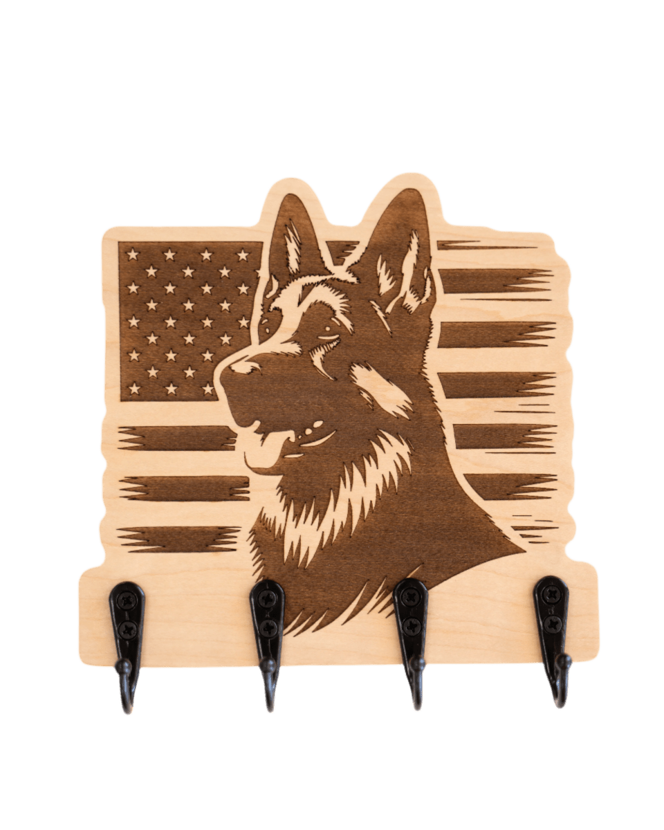 German Shepherd Flag Wall Hanger - GreyForge Customs