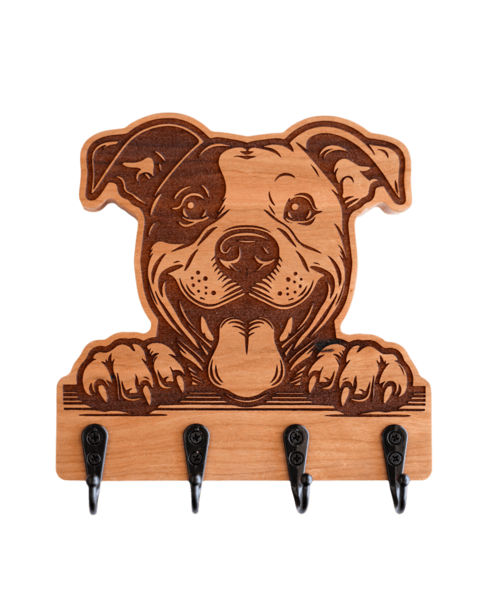 Peeking Smiling Pitbull Wall Hanger - GreyForge Customs