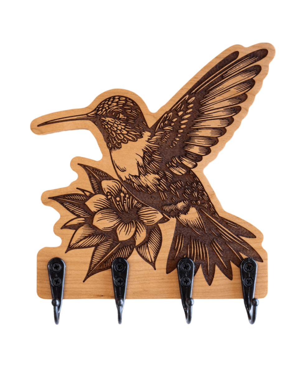 Sketch Hummingbird And Flower Wall Hanger - GreyForge Customs
