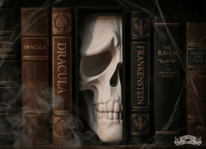 Skull Book Nook Insert (Gothic Bookshelf Decor) - GreyForge Customs