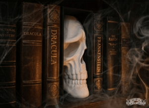 Skull Book Nook Insert (Gothic Bookshelf Decor) - GreyForge Customs